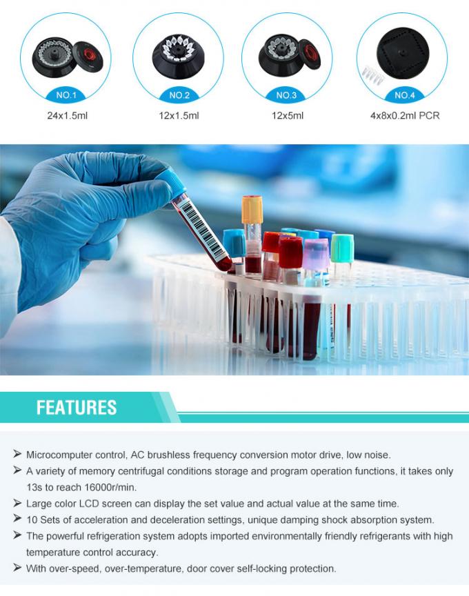 TGL-16 16000rpm 90ml Máquina de microcentrifugadora de mesa, centrifugadora refrigerada de alta velocidad con temperatura controlada 1