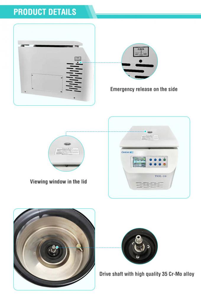 TGL-16 16000rpm 90ml Máquina de microcentrifugadora de mesa, centrifugadora refrigerada de alta velocidad con temperatura controlada 3