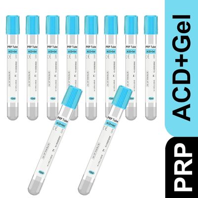 Tubos PRP de 10 ml para sistema PRP, tubo de vidrio con ACD y gel, caja de 10 unidades envueltas individualmente